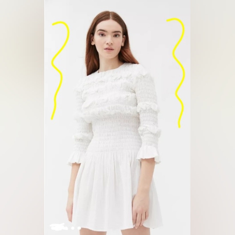 TACH Capri Smocked Mini Dress, Fairycore Milkmaid White Sz M, NWT $260 Retail